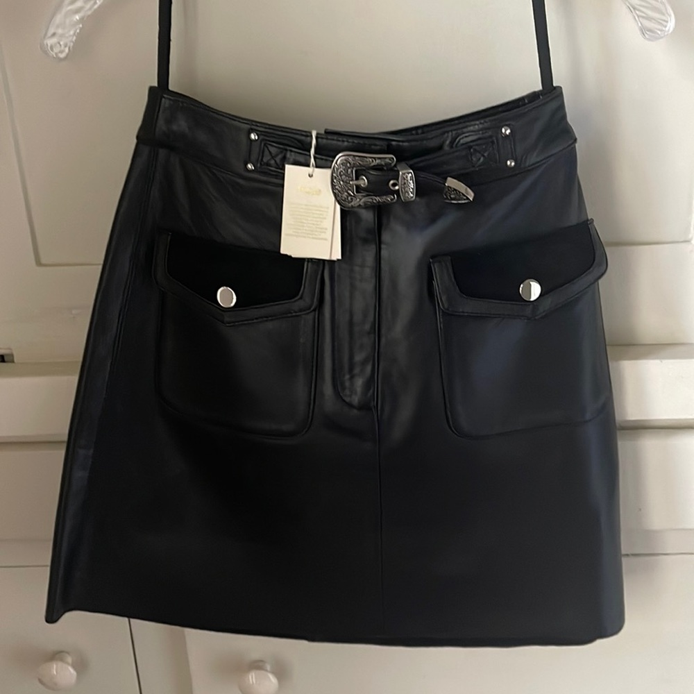 NWT GENUINE LEATHER Maje Mini Skirt